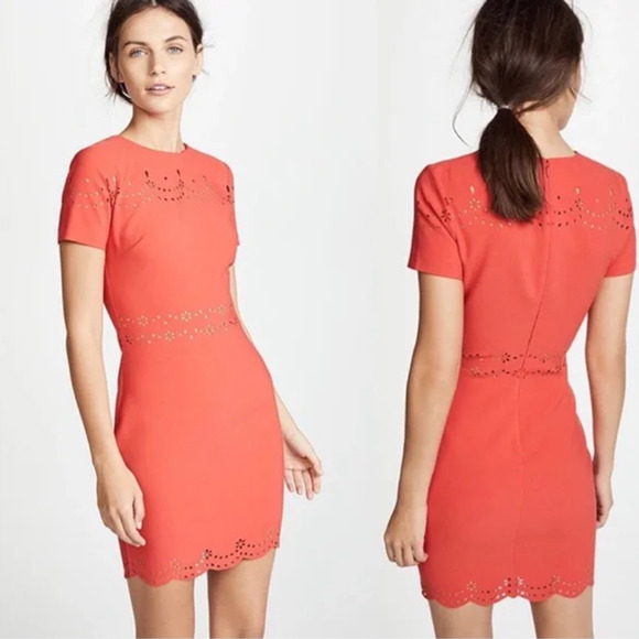 LIKELY Eyelet Manhattan Mini Dress Red Short Sleeve Party NWT *FLAWS* - Picture 3 of 15